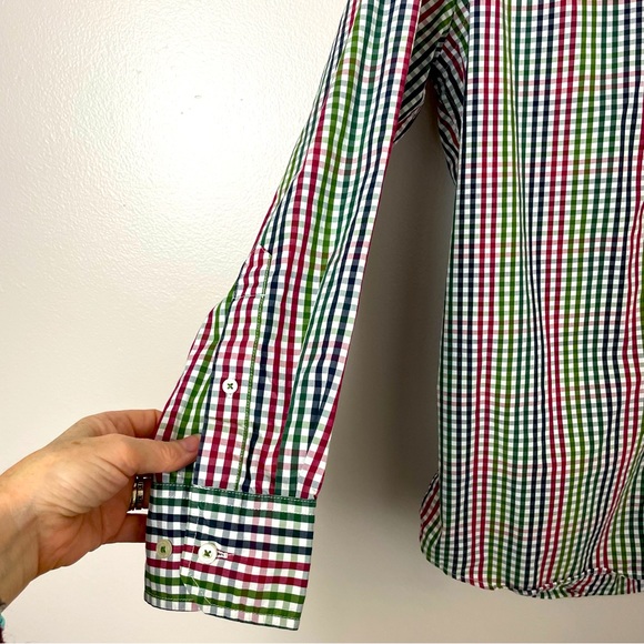 Southern Tide Shirt Button Down Collar Long Sleeve Plaid Breast pocket Red Green - Picture 2 of 9